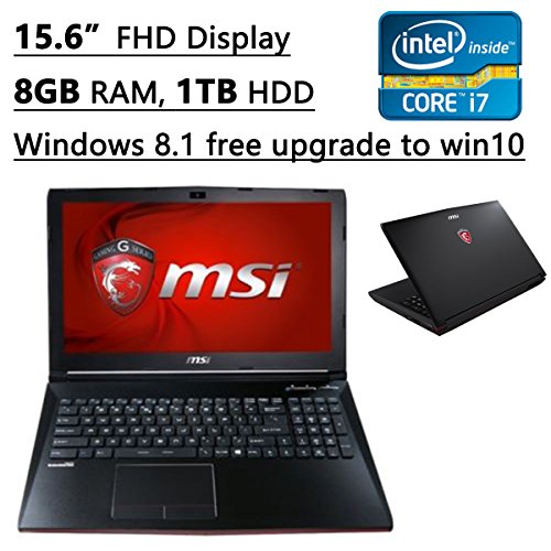 MSI 15.6-Inch GP Series Full HD 1920 x 1080 Laptop (Intel i7-5700HQ, 8GB DDR3L, 1TB HDD, 2.7GHz, WIFI, Bluetooth, HDMI, Webcam, VGA, Windows 8.1) - Black