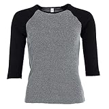 Bella + Canvas Womens 1x1 Baby Rib 3/4-Sleeve Contrast Raglan T-Shirt (B2000)