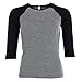 Bella + Canvas Womens 1x1 Baby Rib 3/4-Sleeve Contrast Raglan T-Shirt (B2000)