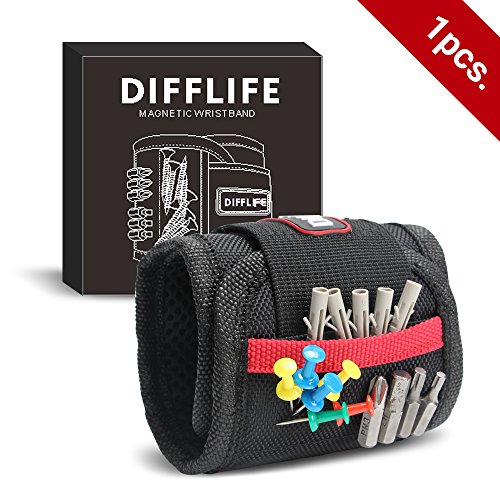 DIFFLIFE Magnetic Wristband, with 10 Strong Magnets for Holding Screws, Nails, Drilling Bits, Adjustable Wristband Tools with 2 Storage Pockets for Non-magnetic Perfect Gift for Men (Set of 1) - Thumbnail 6