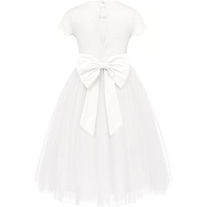 GRACE KARIN Flower Girl Dress Kids Lace Tulle Princess Gown 5-12 Year | Cap Sleeve Maxi Layered A-Line Big Back Bow Elegant F
