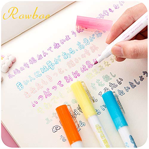 Gift Card Writing & Drawing Double Line Outline Pen,Creative Art Marker 8 Color Double Line Pen Light Color Fluorescent Marker crafts supplies stationery - Thumbnail 3