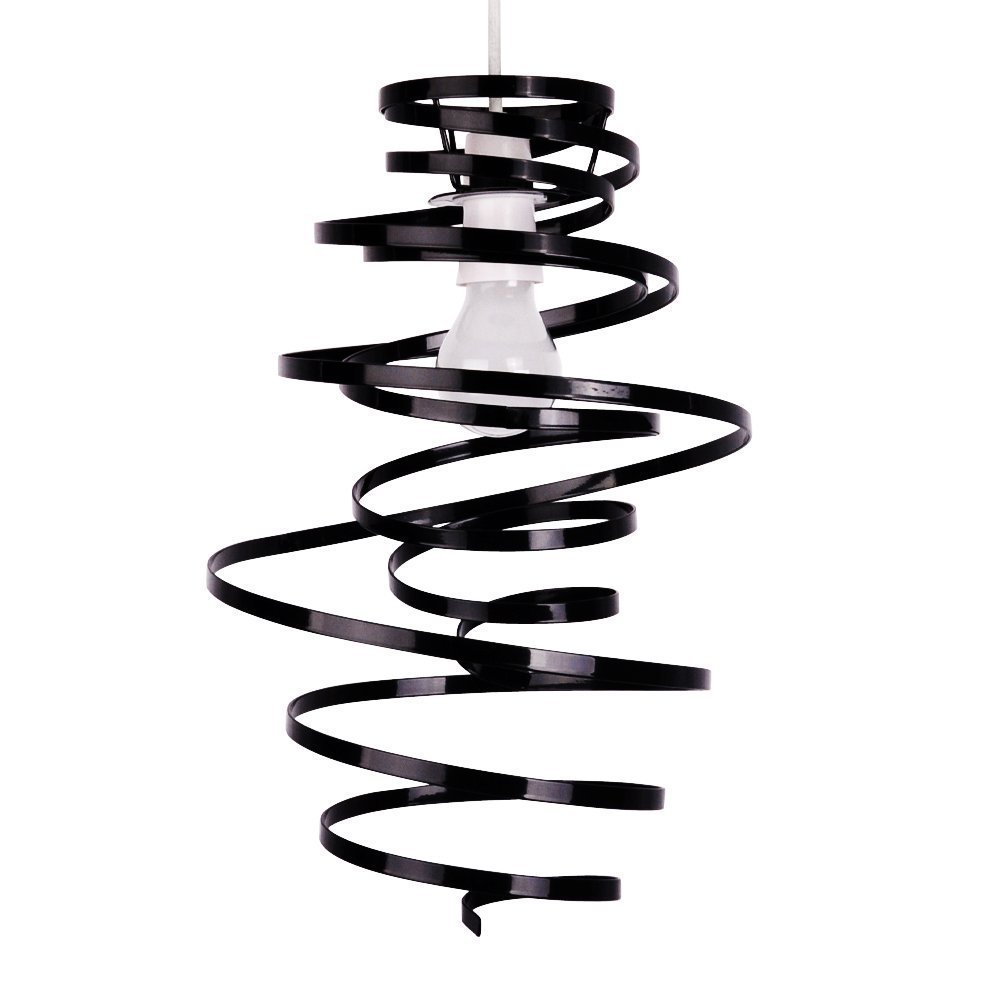 Black Contemporary Metal Double Ribbon Spiral Swirl Ceiling Light