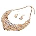 Yuhuan Women Alloy and Crystal Butterfly Necklace and Earring Set Color (Golden)