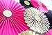 Hot pink Black Gold Cardstock Kate Spade Inspired Paper Fan Backdrop SET OF 9 for Bridal Shower, Birthday, Bachelorette party and Wedding