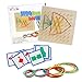 kizh Wooden Geoboard Mathematical Manipulative Material Graphical Educational Toys Array Block Geo Board with 24 Pcs Pattern Cards and Rubber Bands STEM Puzzle Matrix 8x8 Brain Teaser Toys
