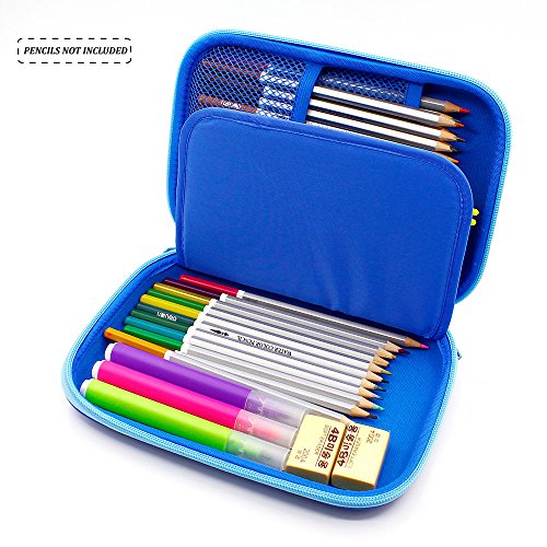 Cool Baseball Boys Dinosaur Pencil Case - Large Capacity Hardtop Pencil Box with Compartments - Colored Pencil Holder School Supply Organizer for Kids Girls Toddlers Children (Royal Blue)