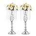 2 Pcs 19.3 inches Tall Crystal Flower Stand Wedding Road Lead Tall Flower Holders Centerpiece Crystal Flower Chandelier Metal Flower Vase for Reception Tables Wedding Supplies