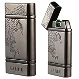 Kivors USB Rechargeable Windproof Arc Lighter Flameless Electronic Arc Lighter Plasma Arc Pulse Cigarette Metal Lighter (Eagle Grey)