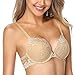 Wingslove Women's Push Up Bra Floral Lace Padded Underwire Bra Demi Plunge(Nude,34B)