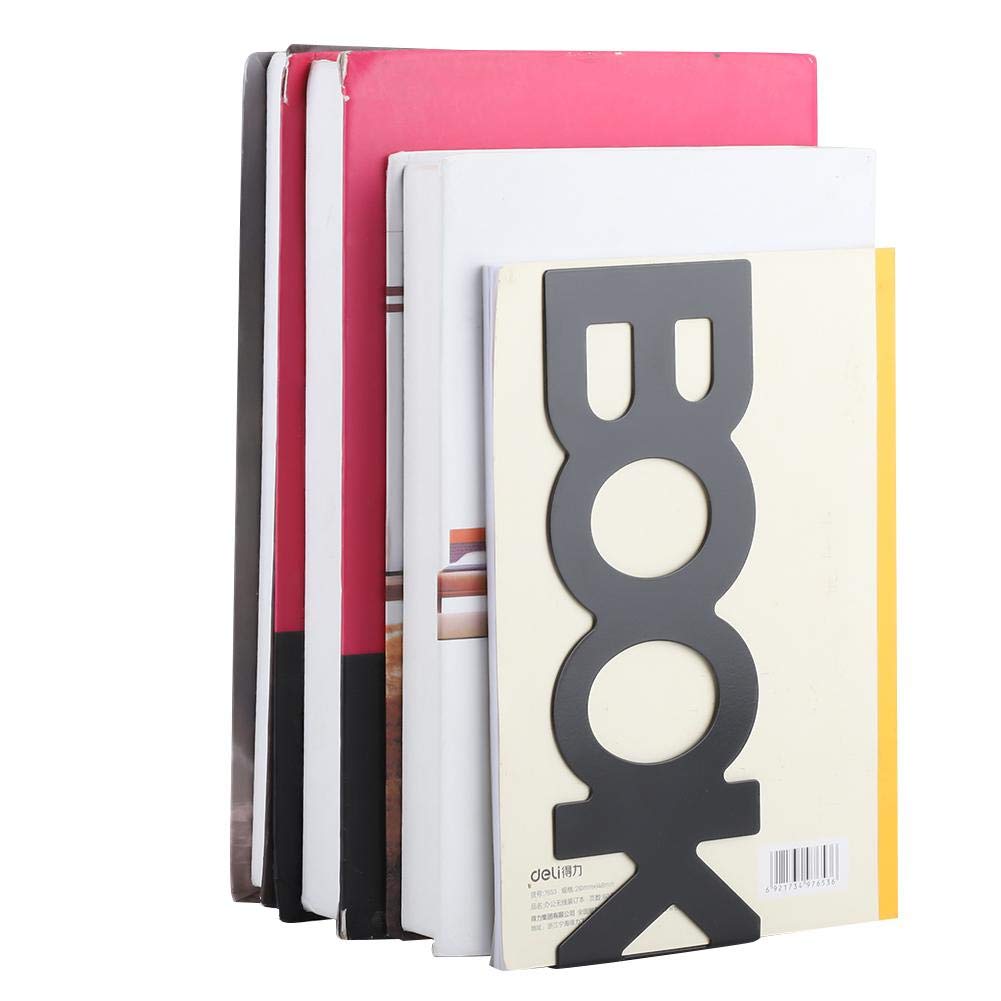 Characters Shape Book End, Anti slip foam pad design Bookend, 208mm Keep Tidy for Dvds Movies Magazines Books(208mm new black pair)