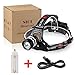 1800LM Rechargeable Headlamp CREE LED, Zoomable Headlamp Flashlight, T6 Head Lights LED for Camping, black (18650/3 AAA Batteries Powered - Not included)
