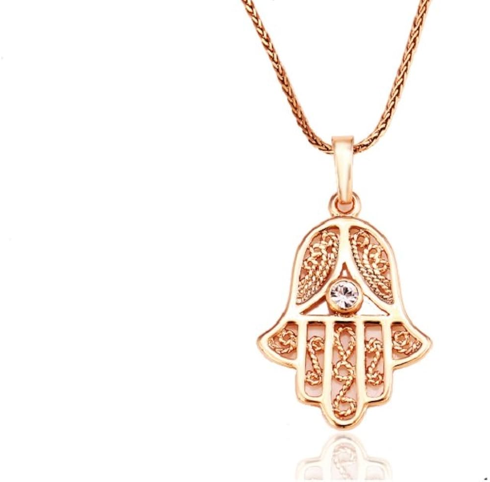 luxus Hand der Fatima Hamsa Kette Gold 18K echt vergoldet Damen Schmuck Strass Callissi (45