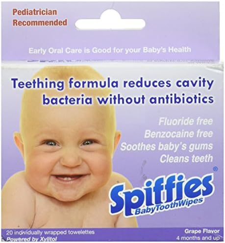 Spiffies Toothwipes Towlettes, Natural Grape Flavor 20 ea