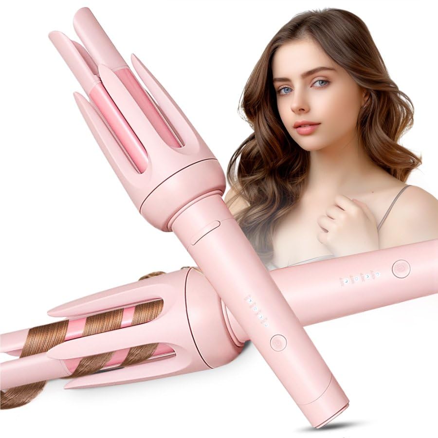 Photo 1 of **POSSIBLY FOR PARTS/ DOESN'T FUNCTION VERY WELL** Auto Hair Curler, Automatic Curling Iron with 4 Temperature & 3 Timer, Automatic Shut-Off, Anti-Scald, Anti-Tangle Rotating Curling Wand for Hair Styling, Pink