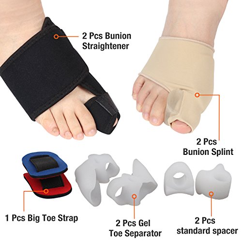 Bunion Corrector, 9 pcs Bunion Corrector and Bunion Relief, Bunion Night SplintÂ withÂ SuperÂ SoftÂ Gel for FootÂ PainÂ Relief,Â HalluxÂ Valgus Splint Aid Surgery Treatment Toe Separators Straighteners
