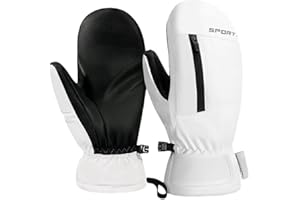 JJZS Waterproof Ski Mittens Ski Glove for Women Men Youth Winter Cold Weather Snow Gloves with Hands Warmer Zipper Pocket