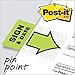Post-it Sign and Date Flags, 50/Dispenser, 2 Dispensers/Pack, 1 in Wide, Bright Green (680-SD2)