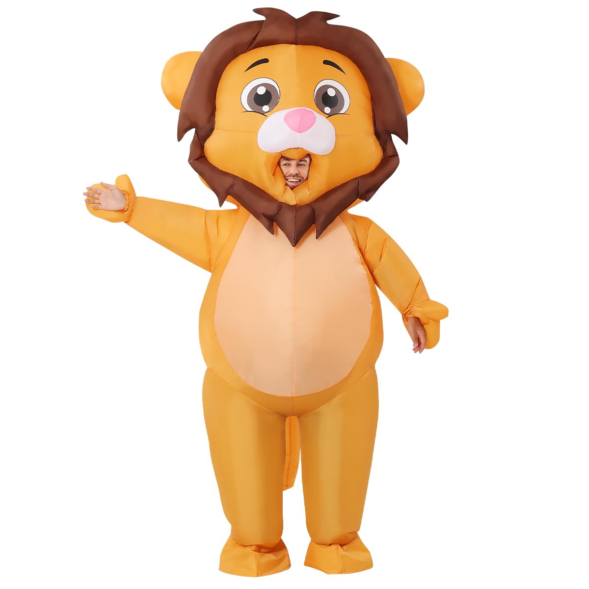 Photo 1 of COMIN Inflatable Lion Costume for Adults Blow Up Costume LionInflatable Costume Full Body for Halloween Party 72"