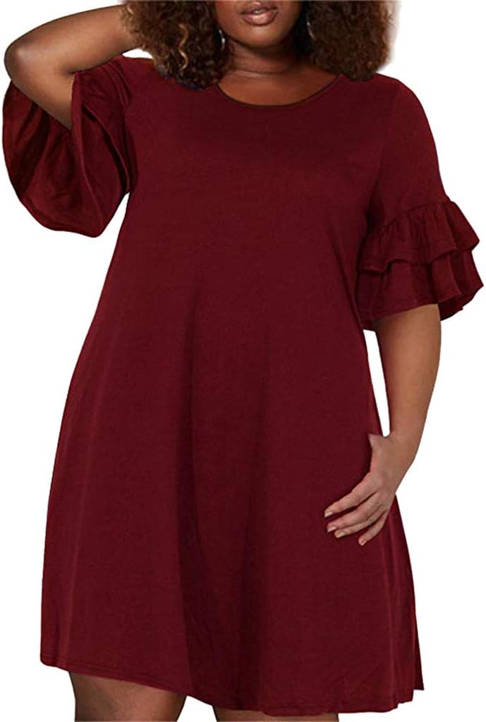 ladies red midi dress