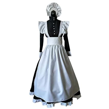ShiyiUP Vintage Dienstmädchen Kostüm Maid Schürze Kleid Damen Lolita Kleider für Halloween Obtoberfest Karneval Party ,Damen 