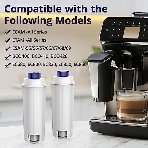 iRhodesy Water Filter Compatible with Delonghi DLSC002, Descaling Water Filter Compatible with DeLonghi Magnifica s Dinamica, ECAM, ETAM, ESAM, BCO, EC Series (Pack of 4)