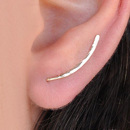 Gold Filled Bar Earrings, Simple Line Earrings, Handmade Ear Crawlers