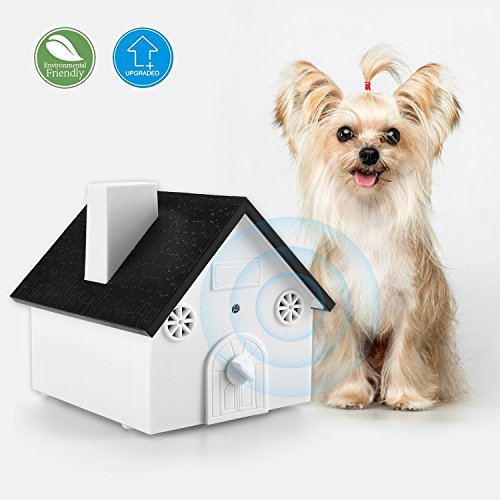 Ultrasonic Outdoor Bark Controller Anti-barking Devices Sonic Bark Deterrent by Homitem, No Harm To Dogs or other Pets,Plant,Human,Easy Hanging/Mounting,3 Modes,Birdhouse Shaped(White)