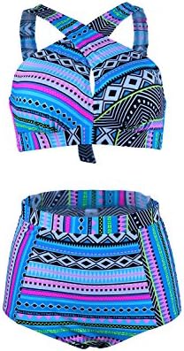 Gotswim Fashion Floral Print High Waist Bikini Set Cross Bandage Padded Swimsuit Ladies Plus Size Swimwear M-3XL