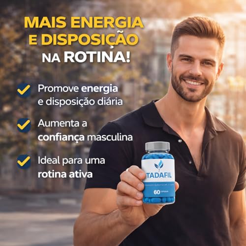 Tadafil Suplemento Alimentar Masculino 60 Cápsulas de Disposição Energia Masculina Desempenho Vitalidade Uso Diário