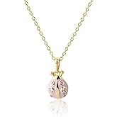 Cherished Moments' Children's 14K Gold Plated and 925 Sterling Silver Pink Ladybug Pendant Necklace for Little Girls, Toddlers, and Kids
