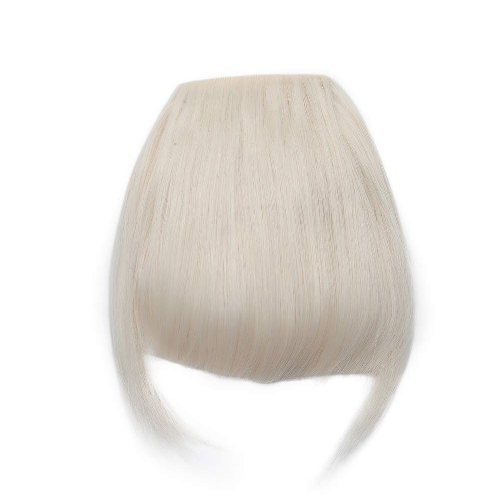 Clip On Fringe Clip In Bangs Neat One Piece Cute Hairpiece Straight Clip In Hair Extensions For Women Beauty [Light Blonde]