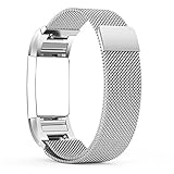 Sunshine Replacement Bands for Fitbit Charge 2, Milanese Loop Stainless Steel Metal Bracelet Strap with Unique Magnet Lock, Needed for Fitbit Charge 2 HR Fitness Tracker