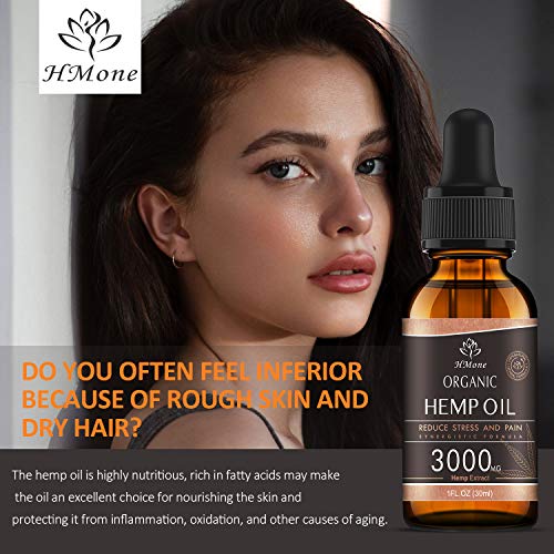 3000mg Pure Hemp Oil Extract - Anxiety & Stress Relief and Sleep Aid - 100% Organic, Vegan, GMO-Free, Natural