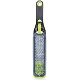 Dreamfarm Ozest Self-Cleaning Zester with Pop Button - 1mm Fine Zesting | Grates fine, citrus zest, parmesan, nutmeg and spices with concave, sharp stainless steel plane and non-slip silicone foot
