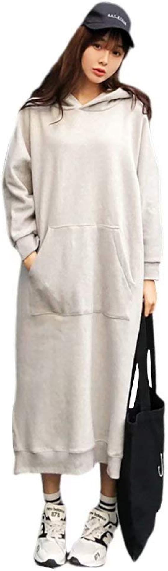 Amazon Co Jp パーカーワンピース マキシワンピース 裏起毛 スウェット ロングスカート 秋冬 マキシ ロング スウェット フード付き カジュアル 服 ファッション小物
