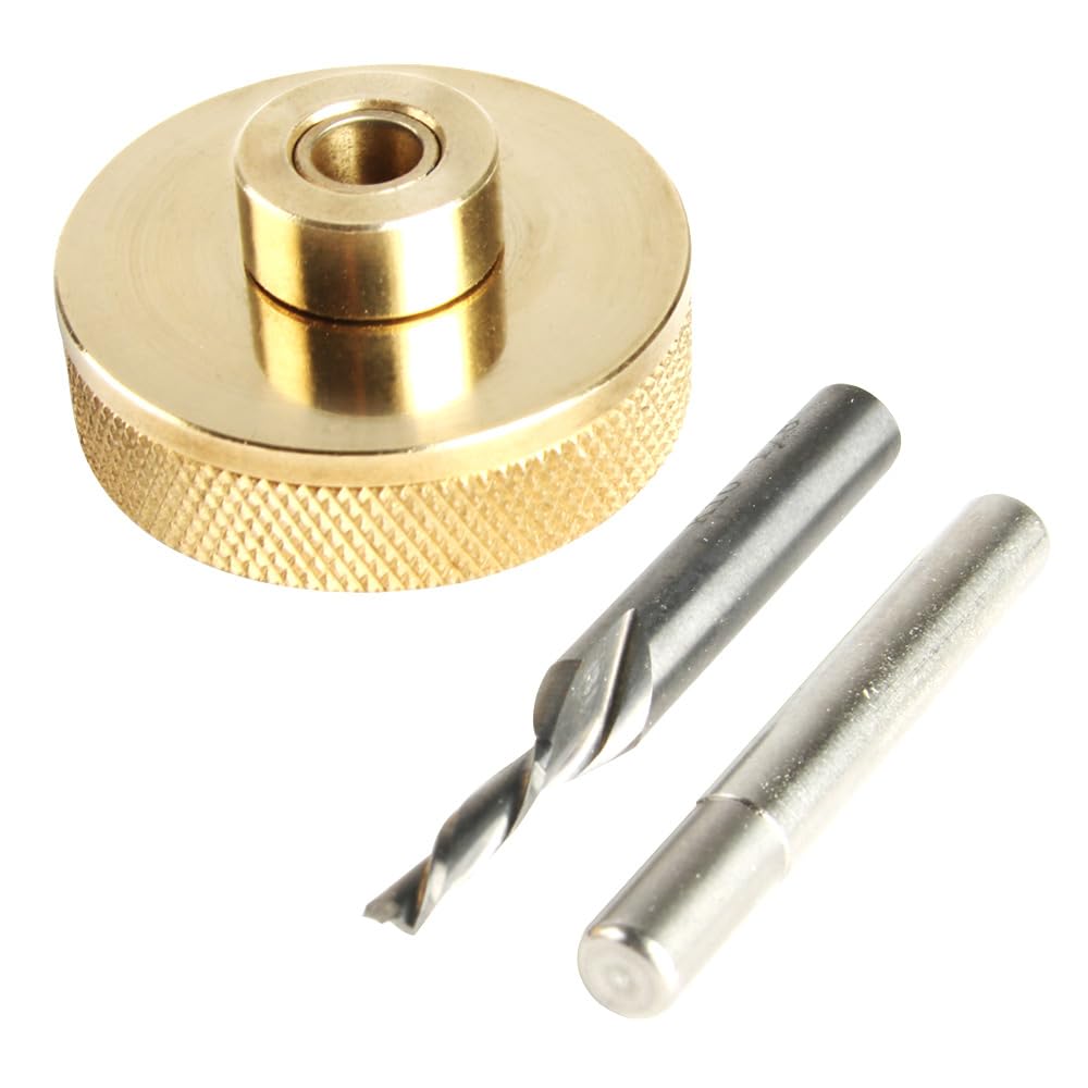O'SKOOL Solid Brass Router Inlay Kit with 1/8" Carbide Spiral Router Bit with 1/4" Shank