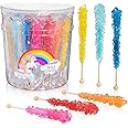 Candy Envy - Magical Rainbow Rock Candy Sugar Sticks - 36 Individually Wrapped Party Favors - Assorted Colors