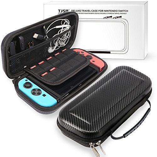 Nintendo switch case, tjs carbon fiber texture hard tra…
