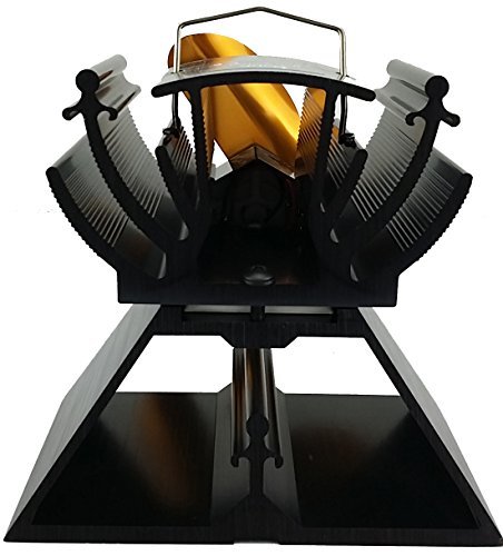 VODA 4.9 inches Mini Heat Powered Stove Fan for Small Space Wood/Log Burner/Fireplace - Eco Friendly(Gold)