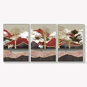 Framed Canvas Wall Art for Living Room, Bedroom Abstract Landscape Dream Place Canvas Prints for Home Decoration Ready to Hanging - 16"x24"x3 Panels