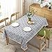 ColorBird Vintage Navy Damask Pattern Decorative Macrame Lace Tablecloth Heavy Weight Cotton Linen Fabric Decorative Table Top Cover, Rectangle/Oblong, 55 x 120 Inch