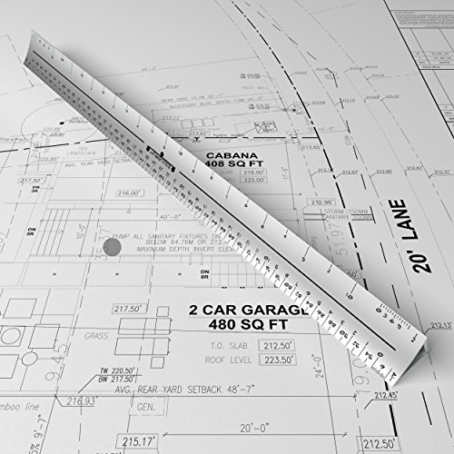 Equilibrium Architects Scale - 12 Inch Triangular Aluminum Drafting Scale Ruler in Common Imperial Units - Great Gift for Engineers Draftspeople Students and More (12" Imperial Units, Matte Aluminum) - Thumbnail 2