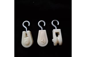 WAIGN 10Pcs White Mini Plastic Pulley Wheel, Lightweight Nylon Small Pulley Wire Rope Pulley Set Nylon Clothesline Pulley Kit for DIY Home School Cranes Pulley Frame Project, Pulley Blocks, Shell