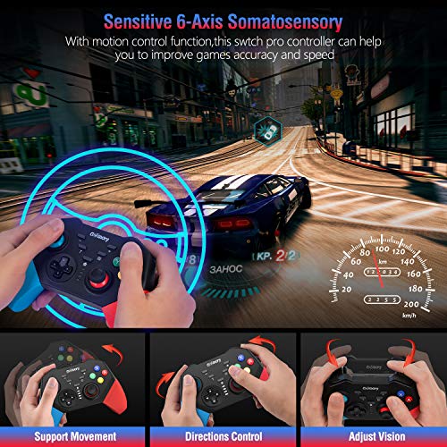 Gamory Controller Wireless per Nintendo Switch Connessione Bluetooth Wireless Doppio Shock e Funzione Screenshot di Vibrazione del Giroscopio Adatto per Super Mario Odyssey