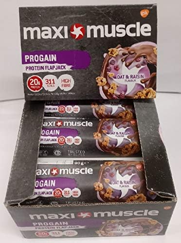 Maxi Muscle Progain Protein Flapjack Oat & Raisin Protein Bar 12x 90g **Best Before June 19** Gym & Sport