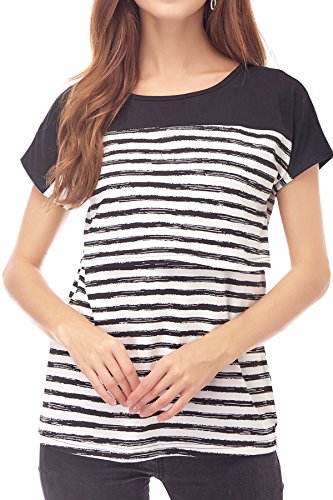 Smallshow Women's Maternity Nursing Tops Breastfeeding T-Shirt Medium Black - Thumbnail 5