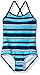 Kanu Surf Girls' Layla Beach Sport Banded 1 Piece Swimsuit, Bridget Navy/Aqua Stripe, 14