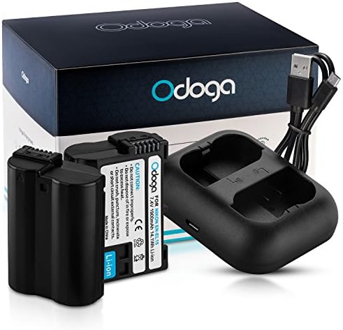 Odoga EN-EL15 Replacement Battery (2-Pack) &amp; Dual USB Charger For Nikon D7100 D750 D7000 D7200 D810 D610 D800 D600 D800e D810a Cameras - Premium Quality Rechargeable Batteries
