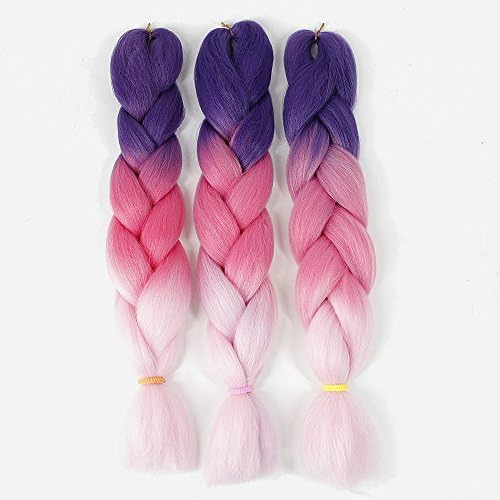 YXCHERISHAIR Ombre Jumbo Braiding Synthetic Hair 100g/pc 24" xpressions braiding hair Long Kanekalon African Braids Hair Extension(24 inch 3 Pieces, T303)